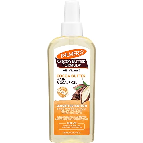 Palmer’s Cocoa Butter & Biotin Length Retention Hair and Scalp Oil, 5.1 Ounce (Packaging May Vary) Palmer’s Cocoa Butter & Biotin Length Retention Hair and Scalp Oil, 5.1 Ounce (Packaging May Vary)