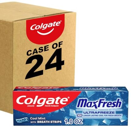 Colgate Max Fresh Travel Size Toothpaste with Mini Breath Strips, Cool Mint – 24 Pack