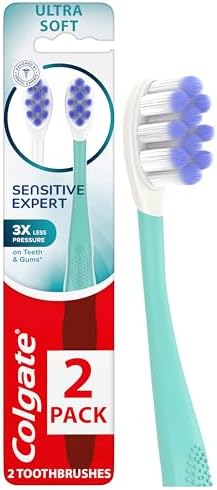 Colgate Sensitive Expert Ultra Soft Sensitive Toothbrush Pack, Extra Soft Toothbrush for Sensitive Gums and Teeth, Gently Cleans Teeth and Gums, 2 Pack