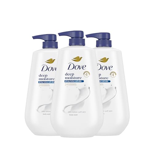 Dove Body Wash with Pump 3 Count Deep Moisture for 24hr Lotion-Soft Skin Moisture Moisturizing Skin Cleanser with No Sulfates No Parabens Dove Body Wash with Pump 3 Count Deep Moisture for 24hr Lotion-Soft Skin Moisture Moisturizing Skin Cleanser with No Sulfates No Parabens