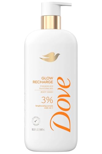 Dove Serum Body Wash Glow Recharge illuminates & Exfoliates skin with brightening Vitamin C Serum 18.5 Fl Oz
