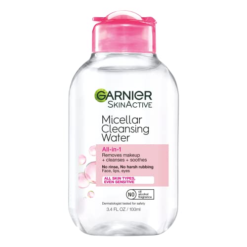 Garnier Micellar Cleansing Water, All-in-1 Makeup Remover and Facial Cleanser, For All Skin Types, 3.4 Fl Oz (100mL), 1 Count (Packaging May Vary) Garnier Micellar Cleansing Water, All-in-1 Makeup Remover and Facial Cleanser, For All Skin Types, 3.4 Fl Oz (100mL), 1 Count (Packaging May Vary)