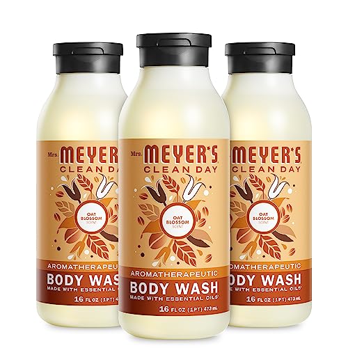 MRS. MEYER’S CLEAN DAY Moisturizing Body Wash for Women and Men, Biodegradable Shower Gel Formula Made with Essential Oils, Oat Blossom, 16 oz Bottle, Pack of 3 MRS. MEYER’S CLEAN DAY Moisturizing Body Wash for Women and Men, Biodegradable Shower Gel Formula Made with Essential Oils, Oat Blossom, 16 oz Bottle, Pack of 3