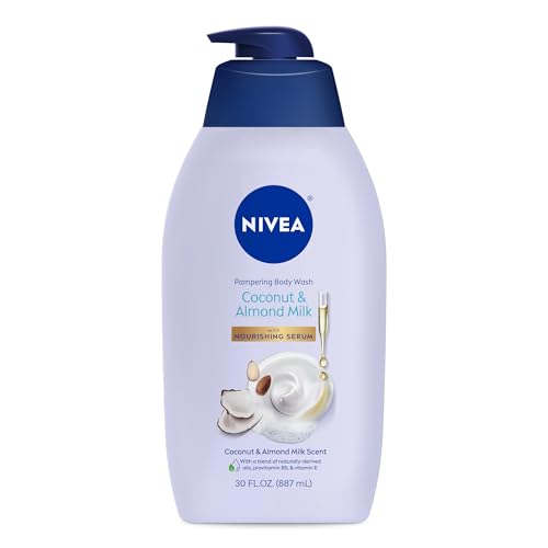 NIVEA Pampering Coconut and Almond Milk Body Wash with Nourishing Serum, Moisturizing Body Wash for Women, Enriched with Provitamin B5 and Vitamin E, 30 Fl Oz Bottle NIVEA Pampering Coconut and Almond Milk Body Wash with Nourishing Serum, Moisturizing Body Wash for Women, Enriched with Provitamin B5 and Vitamin E, 30 Fl Oz Bottle