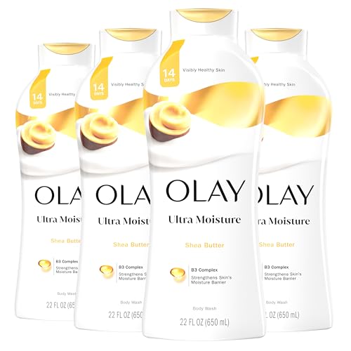 Olay Body Wash for Women, Ultra Moisture, 24hr Moisturizing, Hydrating & Refreshing, B3 Vitamin Complex, Free of Parabens & Phthalates, For All Skin Types, Shea Butter Scent, 22 fl oz (Pack of 4) Olay Body Wash for Women, Ultra Moisture, 24hr Moisturizing, Hydrating & Refreshing, B3 Vitamin Complex, Free of Parabens & Phthalates, For All Skin Types, Shea Butter Scent, 22 fl oz (Pack of 4)